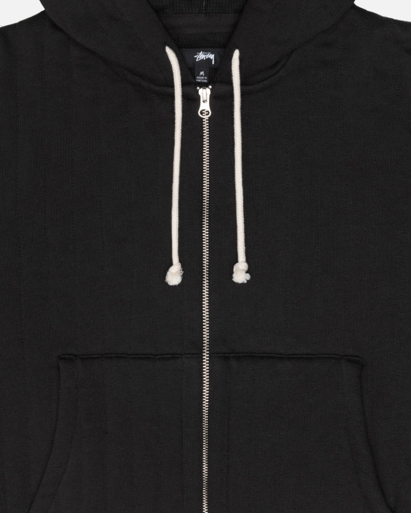 Stüssy Vertical Quilted Zip Hoodie Long Sleeve Sweatshirt Black | BYT-214573