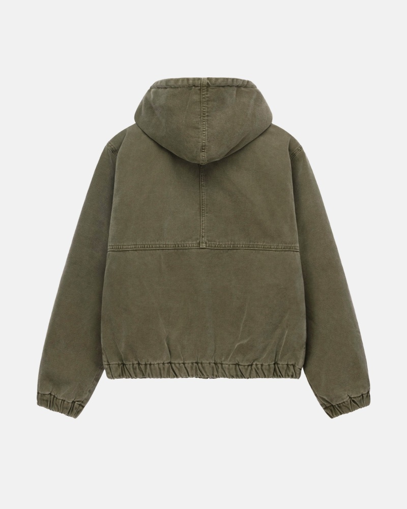 Stüssy Work Jacket Insulated Canvas Long Sleeve Outerwear Olive Drab | IXM-962374