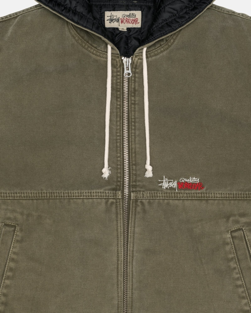 Stüssy Work Jacket Insulated Canvas Long Sleeve Outerwear Olive Drab | IXM-962374