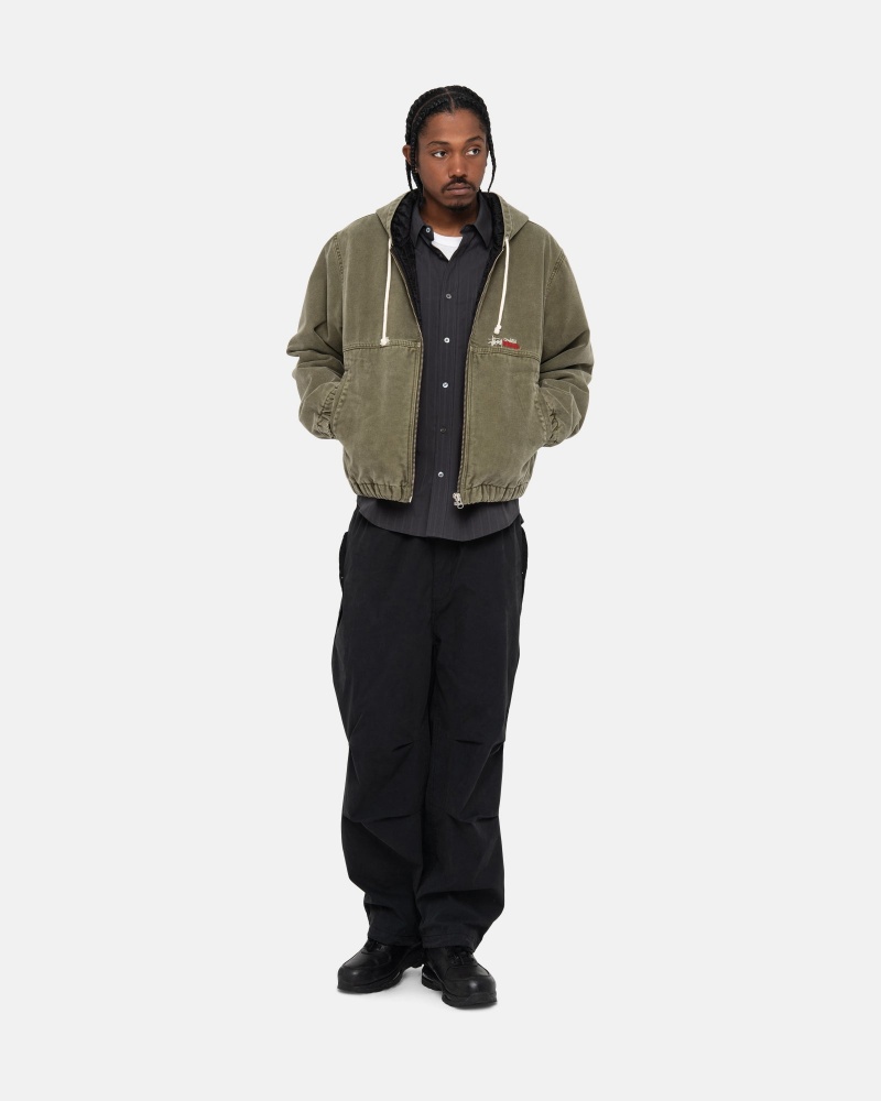 Stüssy Work Jacket Insulated Canvas Long Sleeve Outerwear Olive Drab | IXM-962374