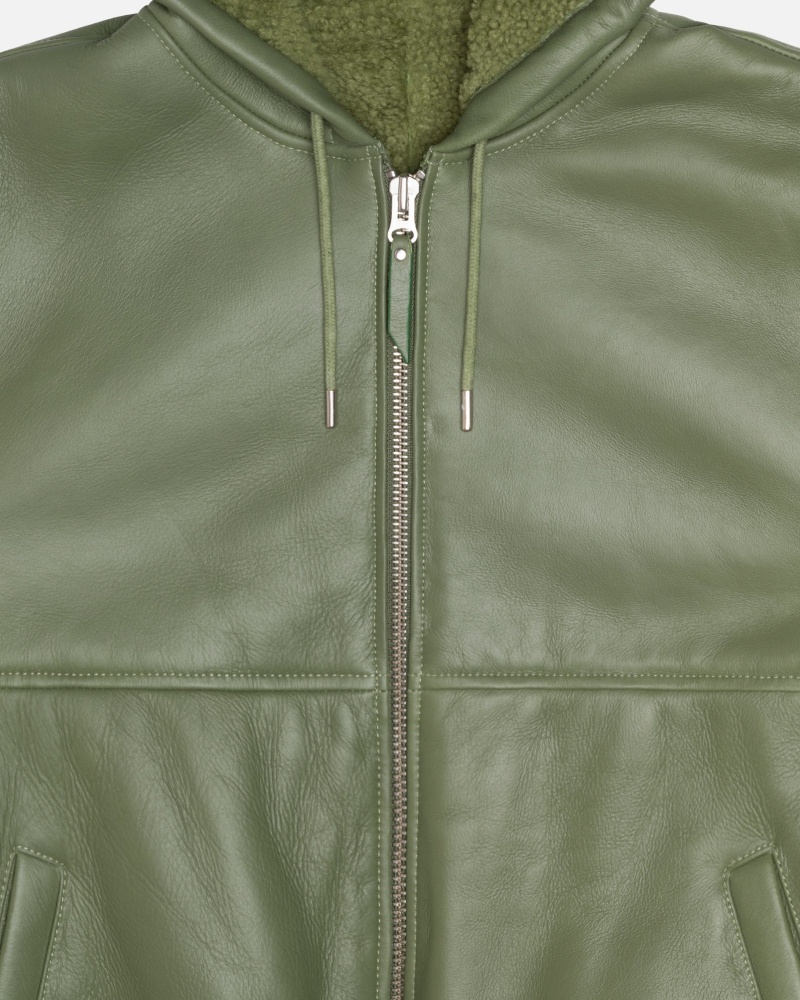 Stüssy Work Jacket Shearling Long Sleeve Outerwear Green | IOB-254780