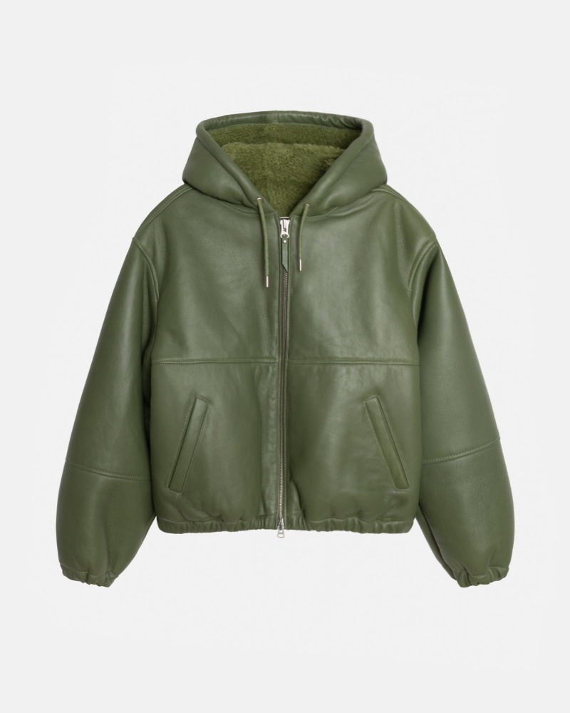 Stüssy Work Jacket Shearling Long Sleeve Outerwear Green | IOB-254780