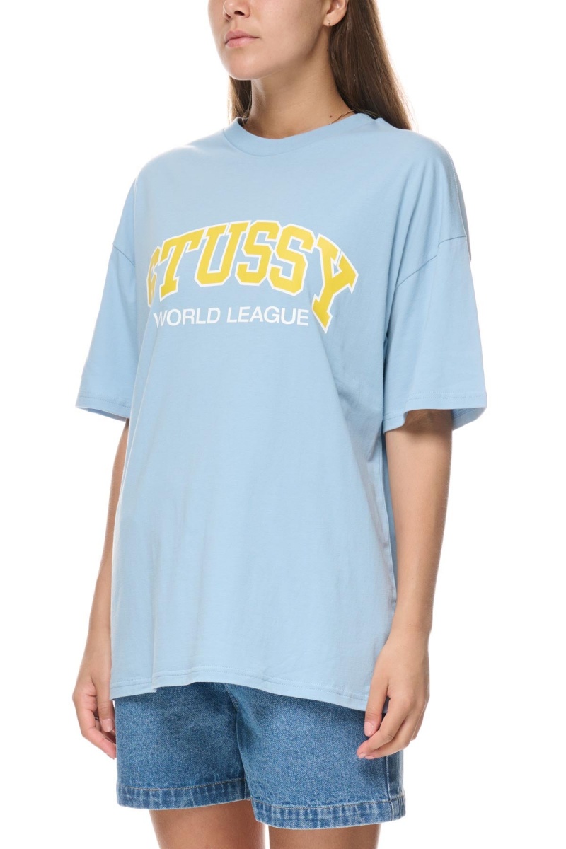 Stüssy World League Relaxed Tee Tees Steel Blue | DZO-615809