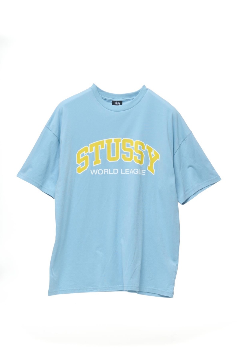 Stüssy World League Relaxed Tee Tees Steel Blue | DZO-615809