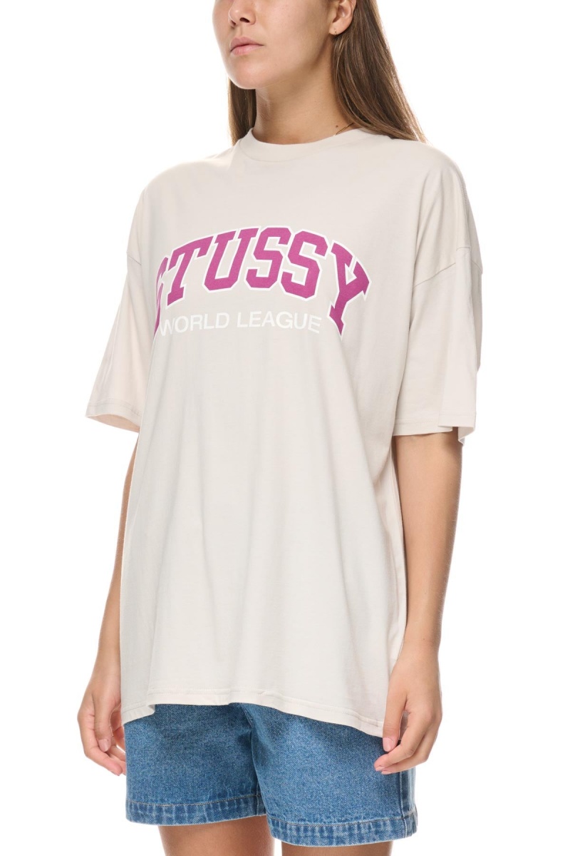 Stüssy World League Relaxed Tee Tees White Sand | ZPH-154238