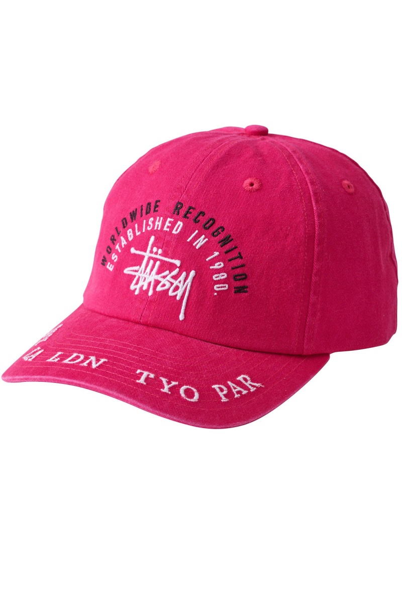 Stüssy Worldwide Low Pro Cap Hats & Beanies Pink | PEC-382715